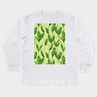 Lily of the valley on honeydew green Kids Long Sleeve T-Shirt